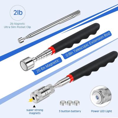 China Telescopie-inspectie spiegel Magnetische ophaalgereedschapskist met LED-licht voor autoreparatie Te koop