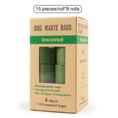 China Viable Disposable Pet Poop Bags 15pcs/Roll PPE Biodegradable Pet Poop Bag Stabilized Feeding 8 Rolls/Boxes for sale