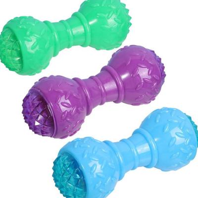 China Dog Vocal Chew New Product TPR Dumbbell Toy Floating Water Amazon Cross-Border Viable Flashing Dog Training Toy for sale