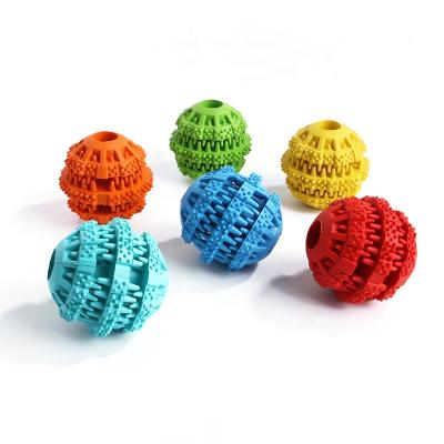 China Viable Pet Food Spilling Ball Toy Elastic TPR Dog Molar Cleaning Teeth Spilling Food Device Chewing Toy for sale