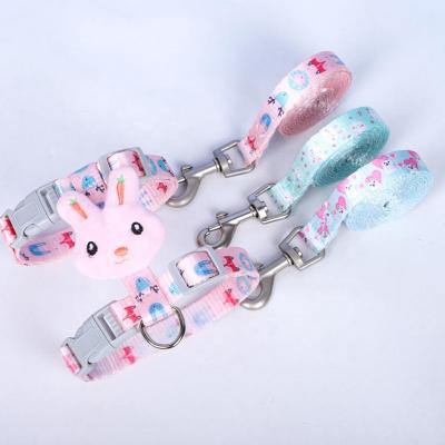 China Cartoon Viable Rabbit Nylon Cat With I-Shaped Traction Rope For Walking Cats With Chest And Back Traction Belt 1.5cm for sale