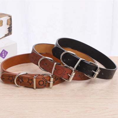 China Viable new products wholesale hot stamping loose star pet collar PU neck pet collar bib M for sale