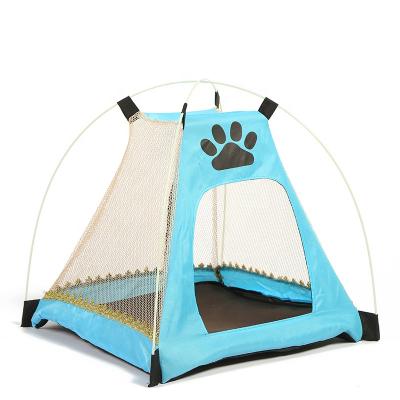 China Creative Pet Viable Nest Tent Grid Summer Cartoon Footprint Cat Dog Nest Fashion Pet Supplies for sale