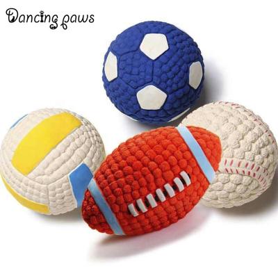 China Eco-friendly Emulsion Ball Sustainable Interacting Sound Teeth Cleaning Football / Playing / Hunting Dog Chewing Toy for sale