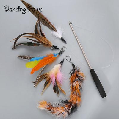 China Cat Top Toys Funny Cat Kitten Play Feather Teaser Rod Funny Pet Playable Interactive Magic Wand Toys Ready To Ship for sale