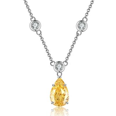 China Vintage New Crystal Bling Necklace Set Jewelry Wedding 5A Zircon Jewelry Pendant Necklace For Women 925 Sterling Silver Necklace 925 for sale