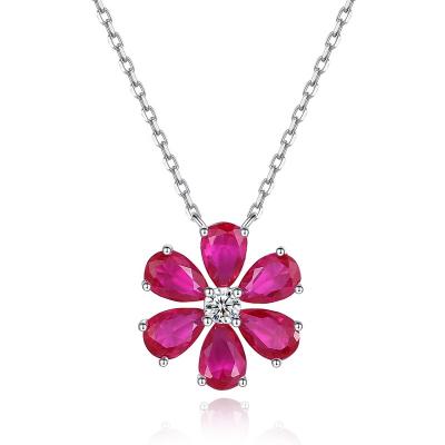 China Vintage Hjs 2022 new100% 925 Sterling Silver High Carbon Flower Diamond Women's Fine Jewelry Set Gift Pendant Necklace Earrings For for sale