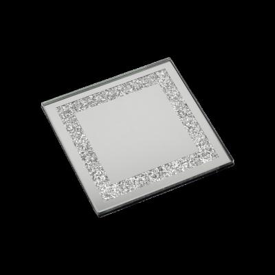 China Viable Photo Printing Diamond Sublimation Cup Mat Decorative Crushed Glass Mirrored Coaster for sale