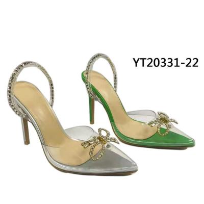 China 2022 Anti-odor women pumps pointed toe clear stiletto high heels sandals ladies shoes for sale