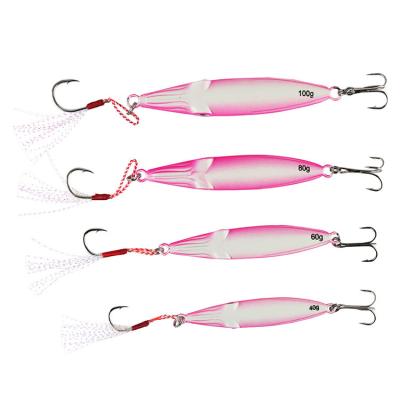 China PESCA Glowing Fish Sea Jig Metal Lead Iron Jigger 60g 80g 100g Luminous Squid Profile Bait Sea Bait Hard Metal Lure for sale