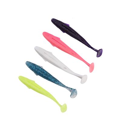 China 4.5g 95mm Soft Silicone T-tail Lure Silicone Rubber Soft Fishing Tackle Artificial Wobbler Wobbler Bait Saturn Worm Peche for sale