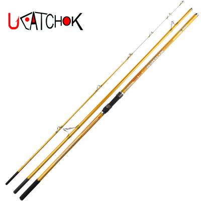 China 4.2M Carbon Inserted 3 Sections Far Pulled Beach Casting Long Pure Carbon Fishing Crane Stick Pole Surf Rod for sale