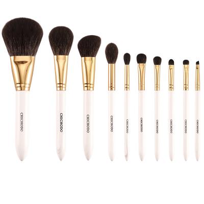 China Angular Blush Makeup Brush-2021 CHICHODO New Autumn Gold Luxurious 10PCS Sweeps Fox&Goat Set Height Hair Level Cosmetic Brush for sale