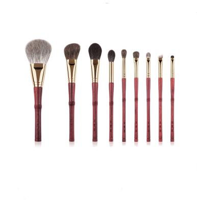 China Angular Blush Red Sandalwood Luxury Handle Animal Hair Set Brush CHICHODO 9PCS Cosmetic Makeup Brush for sale