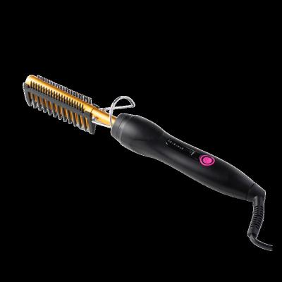 China Outdoor Professional Black Nano Titanium Salon Ionic 2 in 1 Private Label Other Hair Styling Tools Hair Straightener Comb Brush for sale