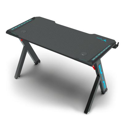 China (Size)Adjustable Adjustable Pink RGB Led Light Weight Gaming Table Shaper Computer Desk With Cup Holder for sale