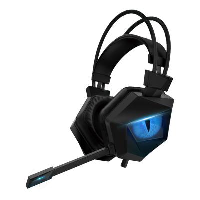 China Over Ear Factory Price Cost Effective Cool Black Blue Light Wired 7.1 USB Gaming Headset for sale