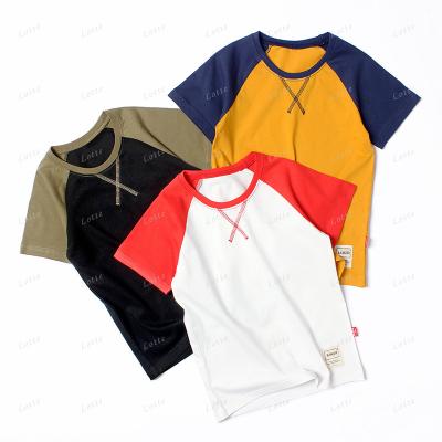 China Plain Camiseta Anti Pilling Raglan Sleeve T-shirt Boy Girl Cotton Tee Loose Kids Tees for sale