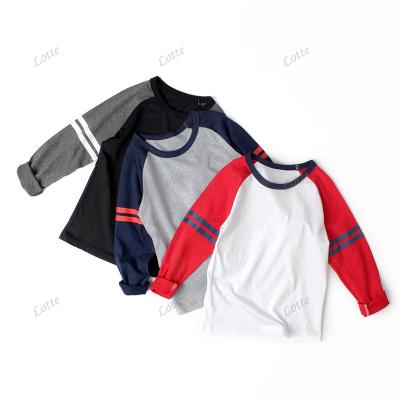 China Anti-pilling 100% Cotton Camisas Kids Casual T-Shirt Customize Logo Black White Raglan Plain T-Shirts for sale