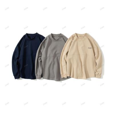 China Vintage anti-pilling loose men's o neck sweatshirt vendor suppliers thick sweatshirts crewneck drop oversized bare back navy wholesale for sale