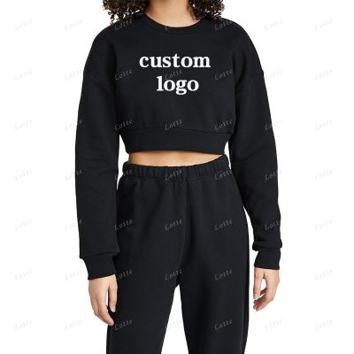 China High Quality Custom Lightweight Fleece Anti-Wrinkle Off Shoulder Solid Logo Latest Relaxed Fit Drop Solid Black Sweatshirt for sale