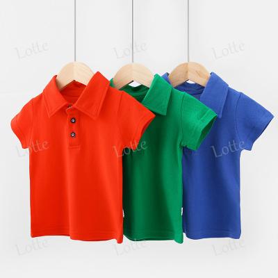 China QUICK DRY Cotton Lapel Button Girls Boys Polo Shirts Short Sleeve Summer Kids Casual Tops for sale