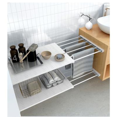 China Sustainable Adjustable Wall Mounted Toilet Rack Shelf Bathroom Shelf Storage Bathroom Shelves For Bathroom Corner Toilet Rack 61-102cm Te koop