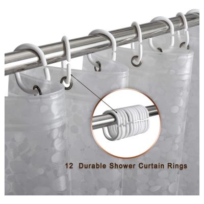 China Pebble 3D Pattern Vinyl Shower Curtain Durable Clear Sheer Waterproof Heavy Duty Bathroom Curtain With Bottom Magnet 180x180 for sale