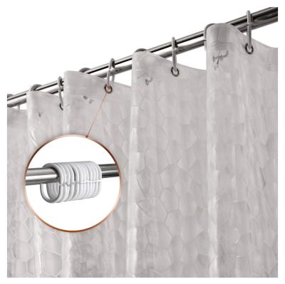 China Sustainable Vinyl Clear 3D Water Cube Shower Curtain Liner With Bottom Magnets Waterproof EVA Thick Long Bathroom Curtains Eco-Friendly for sale