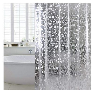 China Durable EVA 3D Cobblestone Vinyl Shower Curtain Liner Semi Sheer Clear Polyester Waterproof PVC Bathroom Curtain 72x72 Inch zu verkaufen