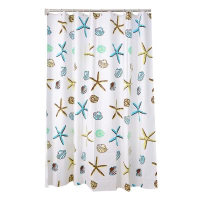 China PEVA Starfish Bathroom Ready Running Running Shower Curtain With Waterproof 100% Polyester Fabric 180CM X180CM for sale