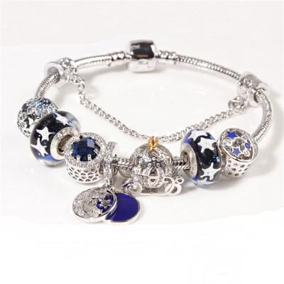 Cina Fast Delivery Custom Charm Bracelet Women DIY Bead Bracelets & Bangles Crystal Jewelry Gift Luxury Unique Silver Bracelet in vendita