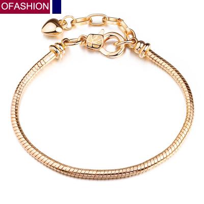 Cina Nickel free; Lead Free 18K Gold Plated Snake Chain Charm Bracelet with Heart Lobster Clasp Supplement Chain for Women Men Teen Girls Charm Bracelet in vendita