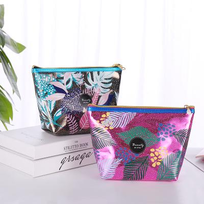 China 2021 Practical Wholesale Sheets Feather Pocket Portable Travel Zipper Bag Printing Cosmetic Makeup Organizer For Women Girls Girls for sale