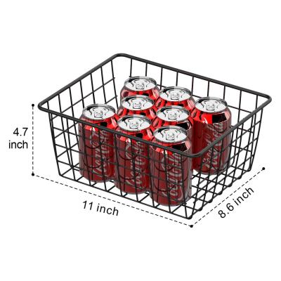 China Sustainable Rectangular Iron Wire Bin Organizer, Steel Grid Baskets, Hanging Metal Storage Bin For Kitchen Bathroom Freezer Home Office Te koop