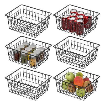 China Viable Wire Mesh Storage Baskets, Black Metal Organizer Bins for Kitchen Pantry Laundry Laundry Freezer Shelf Cabinets Garage Te koop