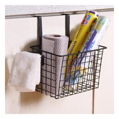 Cina Wholesale Viable Wire Grid Storage Baskets With Hooks, Metal Basket Kitchen Storage Organizer Holder Over Cabinet Door Hanging Basket in vendita