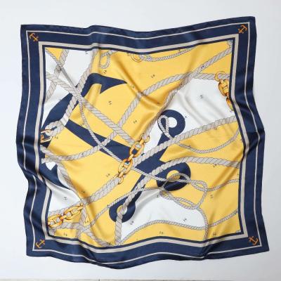 China Soft Elegant Multifunctional Luxury Pure Silk Rope Square Anchor Boat Twill Scarf High Quality Silk Scarf For Ladies for sale