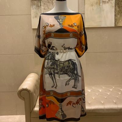 China Europe Style Anti-Static Beach Dress Luxury Horse And Chain Plus Size Women's Dress for sale