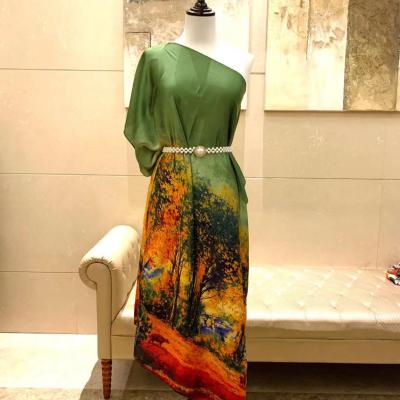 China Antistatic Oil Painting Maple Plus Size Womens Dress Easy Wear Beach Dress for sale