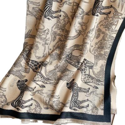 China African Grassland Carnival Pashmina Scarves Cashmere Designer Women Animal Shawls Fashion Scarves for sale