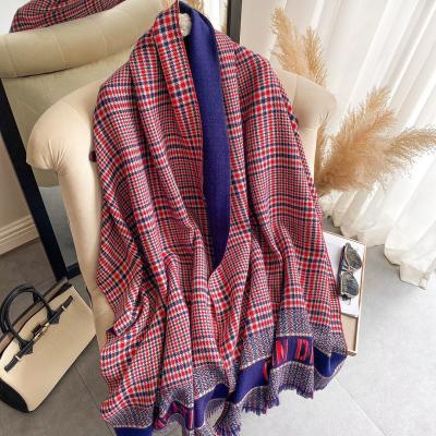 China I 2021 New Fashion Mitation Cashmere Winter Women's Scarves and Shawls Women's Stripe Knitted Scarf Long for sale