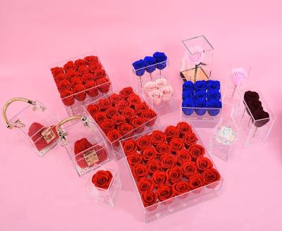 China Natural Touch Real Rose Amazon Top Seller Forever Flower Box Pour Fleur Rosa Stabilizzata Eternal Jewelry Acrylic Preserved Roses for sale