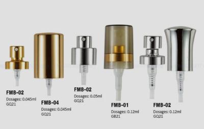 China Dosage 0.18cc Gold Fine Mist Sprayer , Ultralight Perfume Bottle Spray Pump ISO9001 for sale