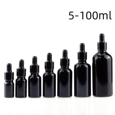 China Ultralight Black Essential Oil Bottles , Reusable 15ml Black Dropper Bottle for sale