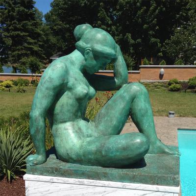 China Famous bronze sculpture in Europe by Aristide Maillol Life Size Woman Sitting Mediterranean Bronze Sculpture for sale