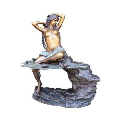 China Europe Garden Figure Sexy Naked Naked Nude Girl Woman Bronze Sculpture for sale