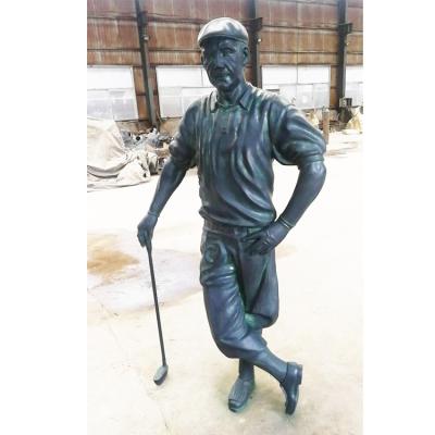 China From Europe Foundry Outdoor Bronze Golf Statue Life Size Decoration Golfer Sculpture Directly Sale for sale