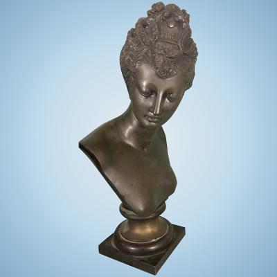 China Hot Selling Bronze Sculpture Metal Craft in Best Quality Europe Art Nouveau Cast Woman Bust Statue Home Decor Gift for sale