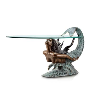 China Coffee Table Brass Base Mermaid Coffee Table Bronze Base Coffee Table Dining Table for sale